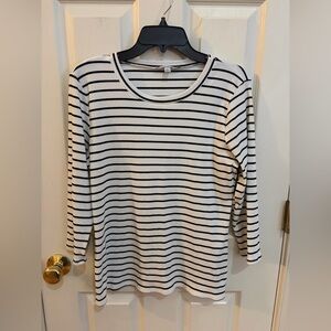 Green Envelope Los Angeles White w/ Black Stripe Long Sleeve Shirt Size L
